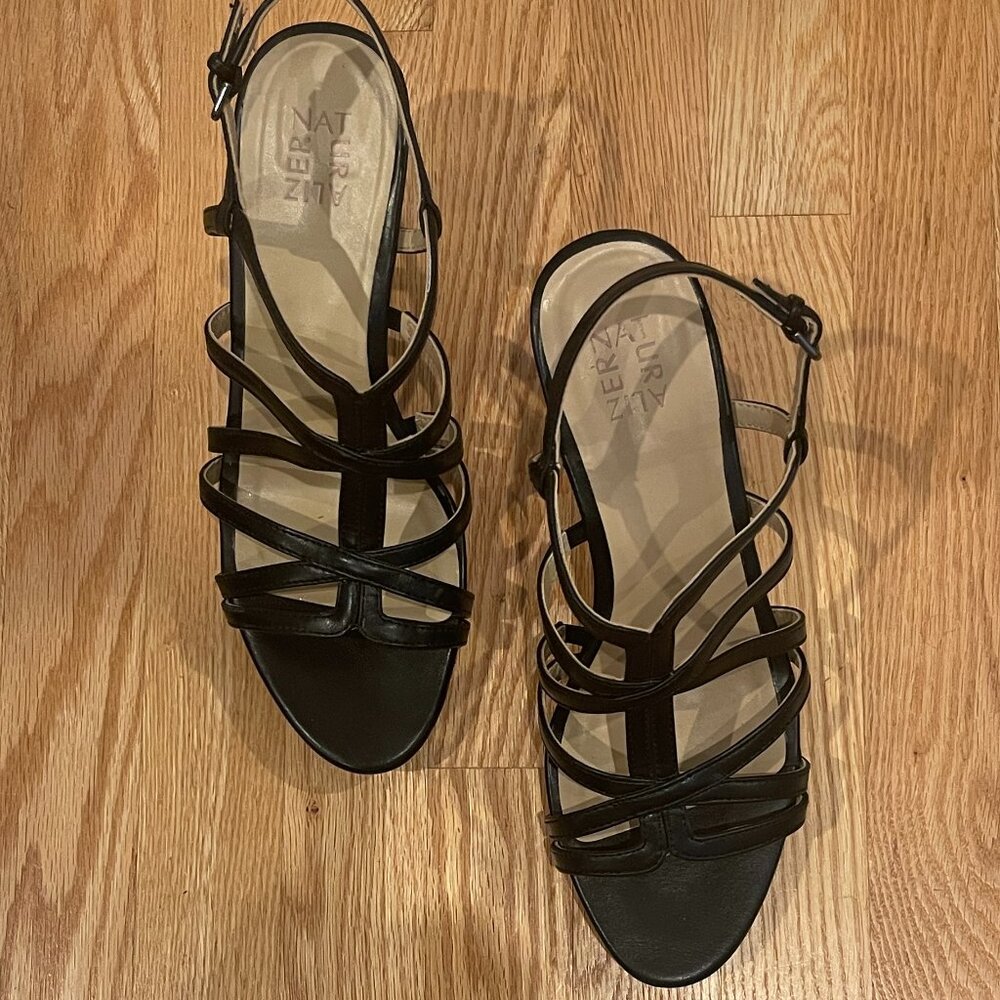 NEW!! NATURALIZER BAYLOR Dress Sandal - Black Smooth - Size 11W